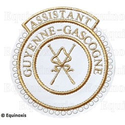 Badge / Macaron GLNF – Grande tenue provinciale – Assistant Grand Directeur des Cérémonies – Guyenne et Gascogne – Brodé machine